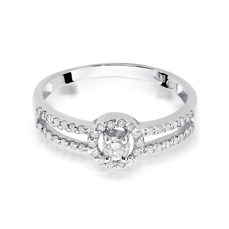 Pierścionek zaręczynowy z białego złota z diamentami 0,31ct Fire Of Love