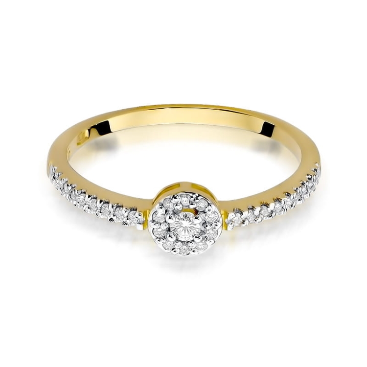 Pierścionek zaręczynowy z żółtego złota z diamentami 0,19ct Fire Of Love