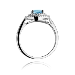 Pierścionek zaręczynowy z białego złota z topazem i diamentami 0,38ct Fire Of Love