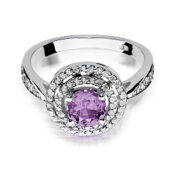 Pierścionek zaręczynowy z białego złota z ametystem i diamentami 0,38ct Fire Of Love