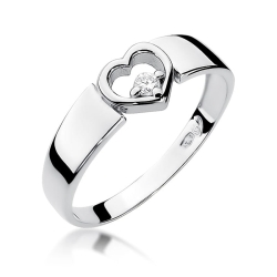 Pierścionek zaręczynowy z białego złota z diamentem 0,04ct Fire Of Love