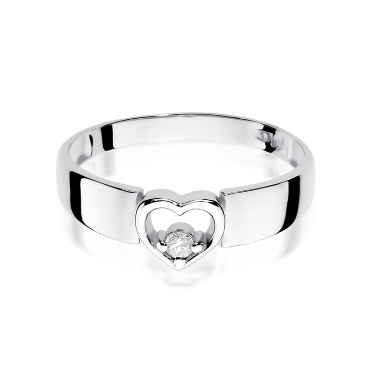Pierścionek zaręczynowy z białego złota z diamentem 0,04ct Fire Of Love