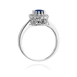 Pierścionek zaręczynowy z białego złota z szafirem i diamentami 0,17ct Fire Of Love