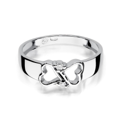 Pierścionek zaręczynowy z białego złota z diamentami 0,04ct Fire Of Love