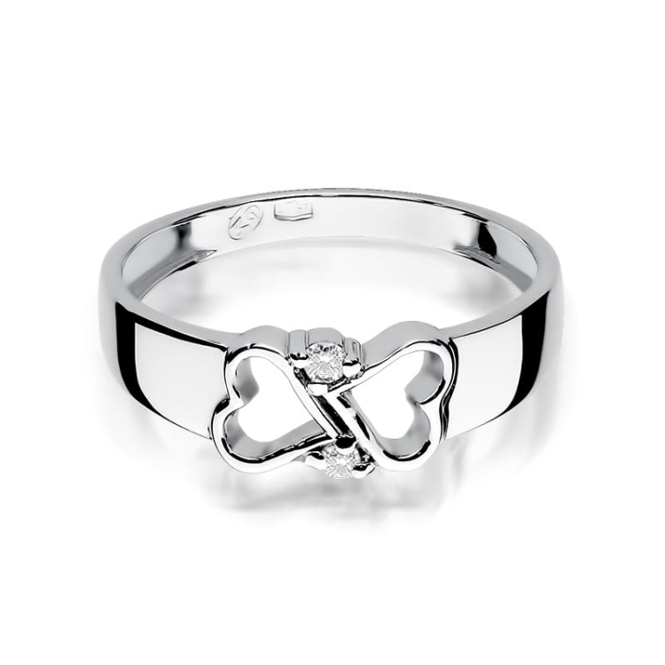 Pierścionek zaręczynowy z białego złota z diamentami 0,04ct Fire Of Love