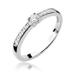Pierścionek zaręczynowy z białego złota z diamentami 0,13ct Fire Of Love