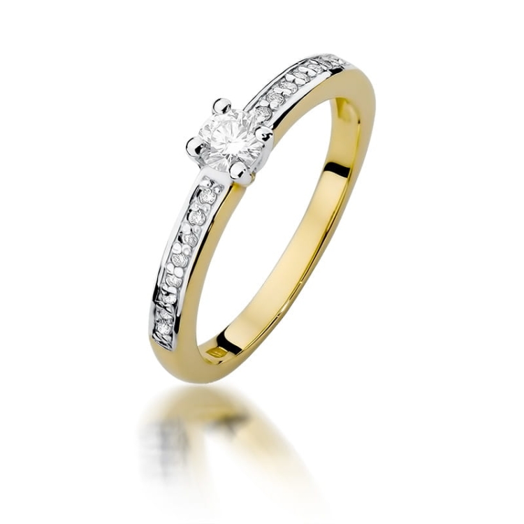 Pierścionek zaręczynowy z żółtego złota z diamentami 0,28ct Fire Of Love