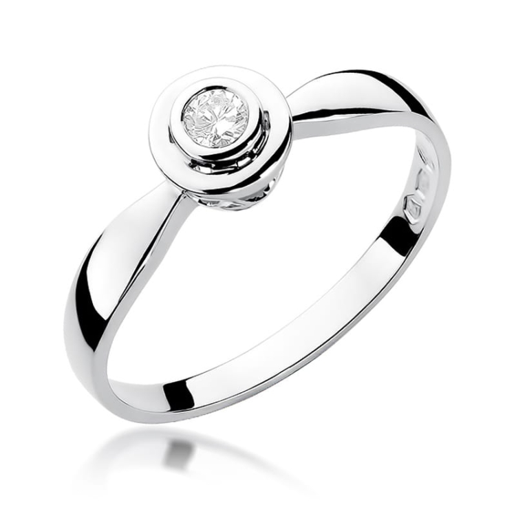 Pierścionek zaręczynowy z białego złota z diamentem 0,10ct Fire Of Love