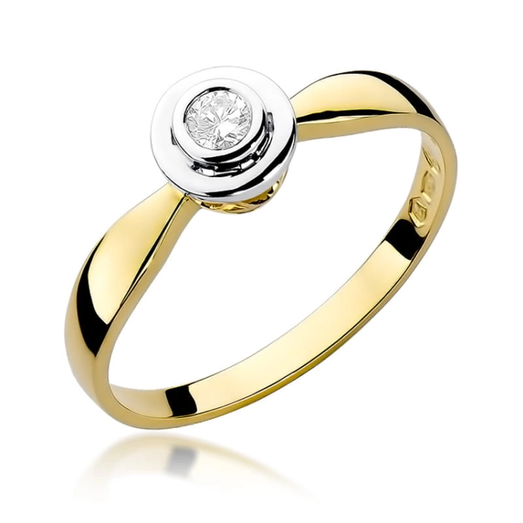 Pierścionek zaręczynowy z żółtego złota z diamentem 0,15ct Fire Of Love