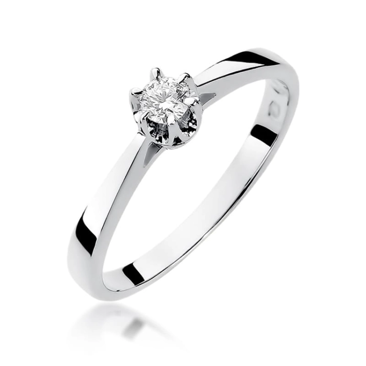 Pierścionek zaręczynowy z białego złota z diamentem 0,12ct Fire Of Love