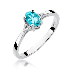 Pierścionek zaręczynowy z białego złota z topazem i diamentami 0,05ct Fire Of Love