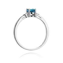 Pierścionek zaręczynowy z białego złota z topazem i diamentami 0,05ct Fire Of Love