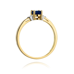 Pierścionek zaręczynowy z żółtego złota z szafirem i diamentami 0,05ct Fire Of Love
