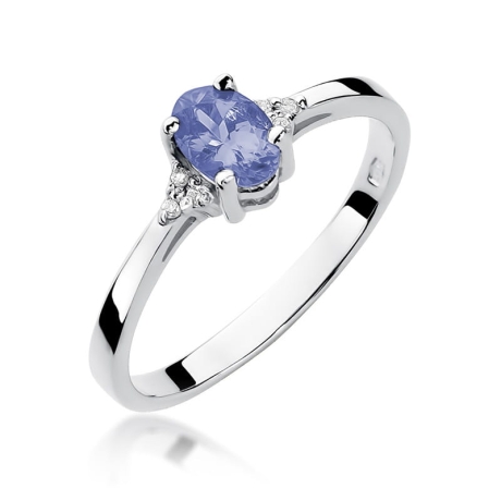 Przejdź do produktu Pierścionek zaręczynowy z białego złota z tanzanitem i diamentami 0,05ct Fire Of Love 