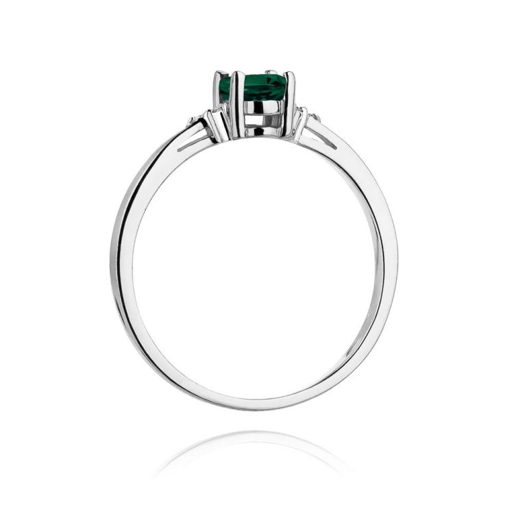 Pierścionek zaręczynowy z białego złota z szmaragdem i diamentami 0,05ct Fire Of Love