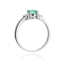 Pierścionek zaręczynowy z białego złota z szmaragdem i diamentami 0,05ct Fire Of Love