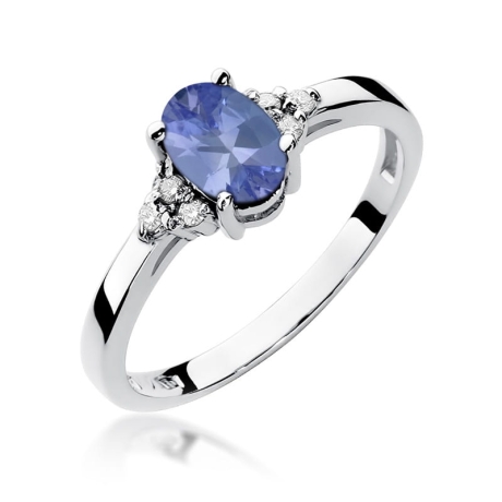 Przejdź do produktu Pierścionek zaręczynowy z białego złota z tanzanitem i diamentami 0,05ct Fire Of Love 