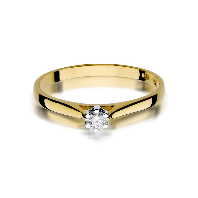 Pierścionek zaręczynowy z żółtego złota z diamentem 0,09ct Fire Of Love