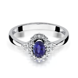 Pierścionek zaręczynowy z białego złota z tanzanitem i diamentami 0,10ct Fire Of Love