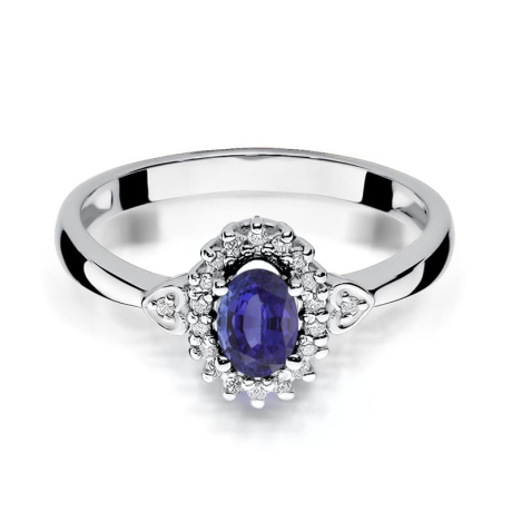 Przejdź do produktu Pierścionek zaręczynowy z białego złota z tanzanitem i diamentami 0,10ct Fire Of Love 