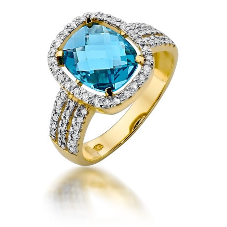 Przejdź do produktu Pierścionek zaręczynowy z żółtego złota z topazem i diamentami 0,31ct Fire Of Love 