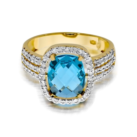Przejdź do produktu Pierścionek zaręczynowy z żółtego złota z topazem i diamentami 0,31ct Fire Of Love 