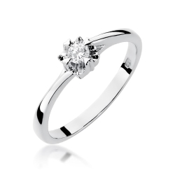Pierścionek zaręczynowy z białego złota z diamentem 0,10ct Fire Of Love