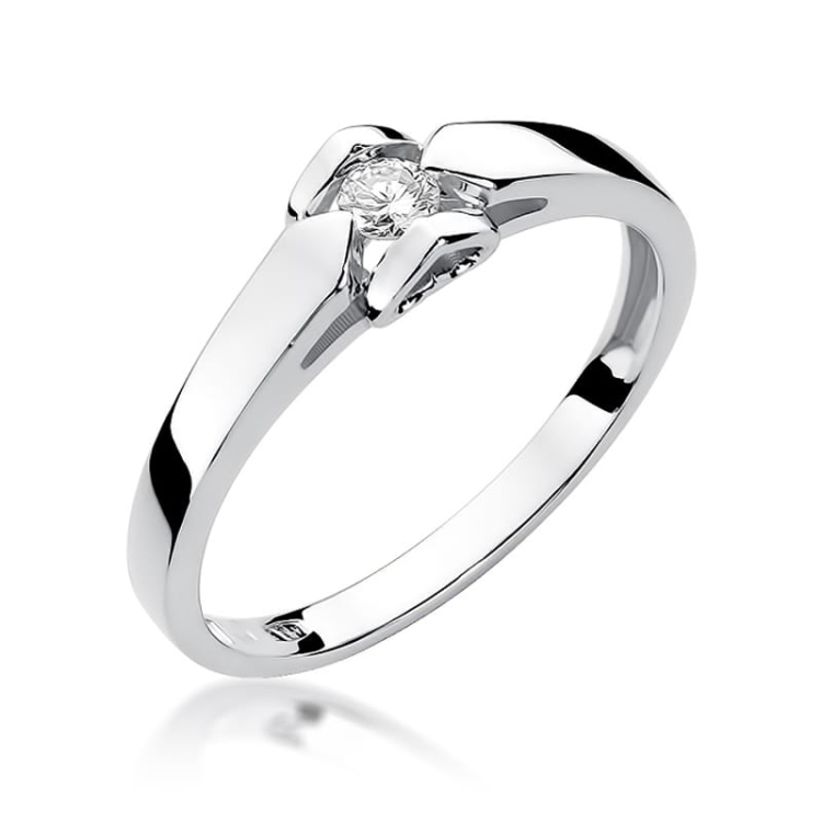 Pierścionek zaręczynowy z białego złota z diamentem 0,09ct Fire Of Love