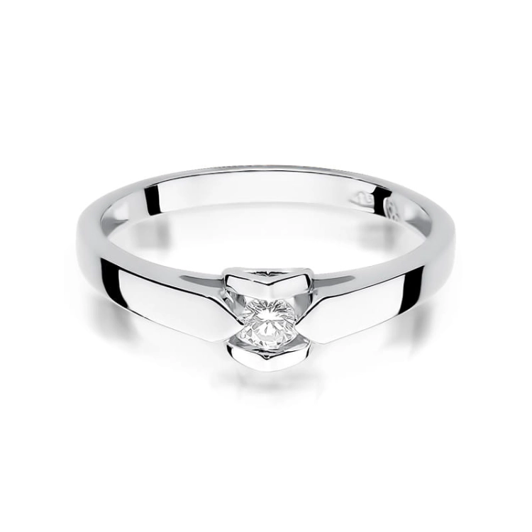 Pierścionek zaręczynowy z białego złota z diamentem 0,09ct Fire Of Love