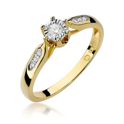 Pierścionek zaręczynowy z żółtego złota z diamentami 0,11ct Fire Of Love