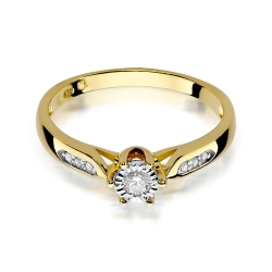 Pierścionek zaręczynowy z żółtego złota z diamentami 0,11ct Fire Of Love