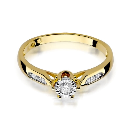Przejdź do produktu Pierścionek zaręczynowy z żółtego złota z diamentami 0,11ct Fire Of Love