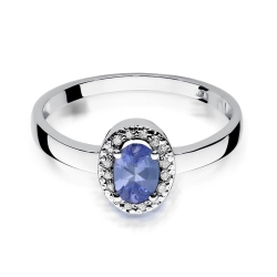 Pierścionek zaręczynowy z białego złota z tanzanitem i diamentami 0,08ct Fire Of Love