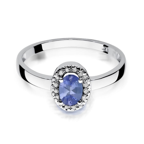 Przejdź do produktu Pierścionek zaręczynowy z białego złota z tanzanitem i diamentami 0,08ct Fire Of Love 
