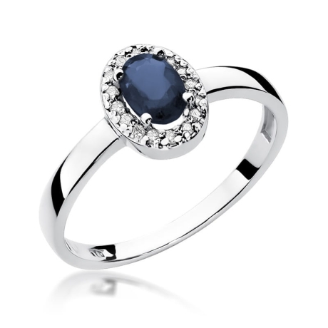 Przejdź do produktu Pierścionek zaręczynowy z białego złota z szafirem i diamentami 0,08ct Fire Of Love