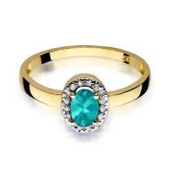 Pierścionek zaręczynowy z żółtego złota z szmaragdem i diamentami 0,08ct Fire Of Love