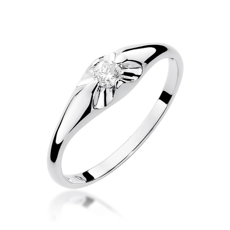 Pierścionek zaręczynowy z białego złota z diamentem 0,10ct Fire Of Love