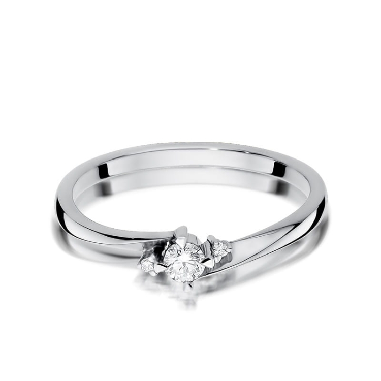 Pierścionek zaręczynowy z białego złota z diamentami 0,12ct Fire Of Love