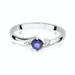 Pierścionek zaręczynowy z białego złota z szafirem i diamentami 0,03ct Fire Of Love