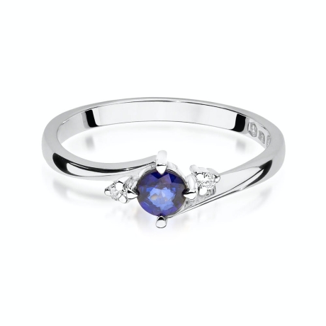 Przejdź do produktu Pierścionek zaręczynowy z białego złota z szafirem i diamentami 0,03ct Fire Of Love  