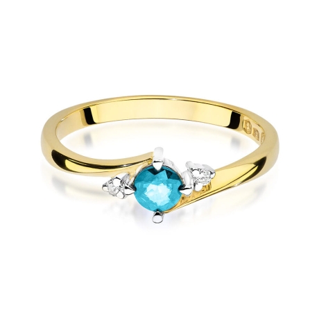 Przejdź do produktu Pierścionek zaręczynowy z żółtego złota z topazem i diamentami 0,03ct Fire Of Love