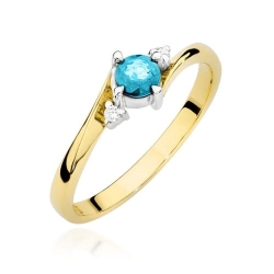 Pierścionek zaręczynowy z żółtego złota z topazem i diamentami 0,03ct Fire Of Love