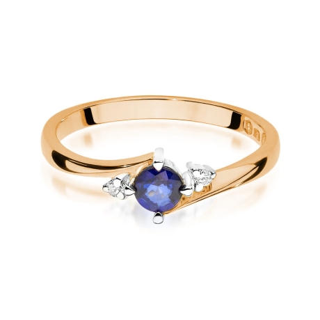 Przejdź do produktu Pierścionek zaręczynowy z różowego złota z szafirem i diamentami 0,03ct Fire Of Love
