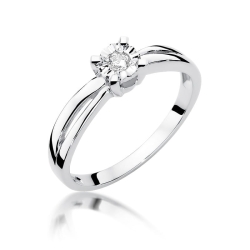 Pierścionek zaręczynowy z białego złota z diamentem 0,08ct Fire Of Love