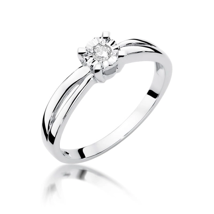 Pierścionek zaręczynowy z białego złota z diamentem 0,08ct Fire Of Love