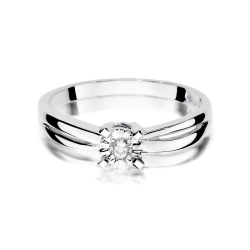 Pierścionek zaręczynowy z białego złota z diamentem 0,08ct Fire Of Love