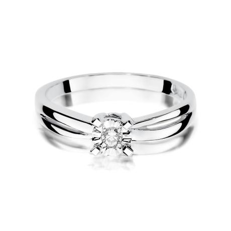Przejdź do produktu Pierścionek zaręczynowy z białego złota z diamentem 0,08ct Fire Of Love