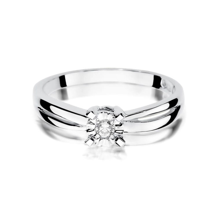 Pierścionek zaręczynowy z białego złota z diamentem 0,08ct Fire Of Love