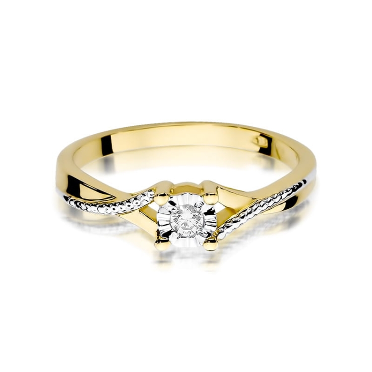 Pierścionek zaręczynowy z żółtego złota z brylantem 0,08ct Fire Of Love