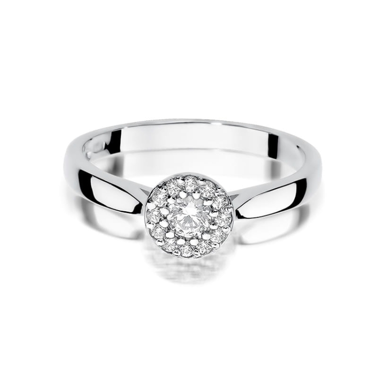 Pierścionek zaręczynowy z białego złota z diamentami 0,22ct Fire Of Love